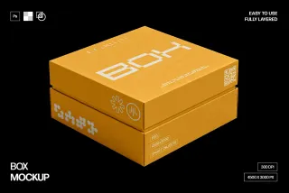 Closed Cardboard Box Mockup