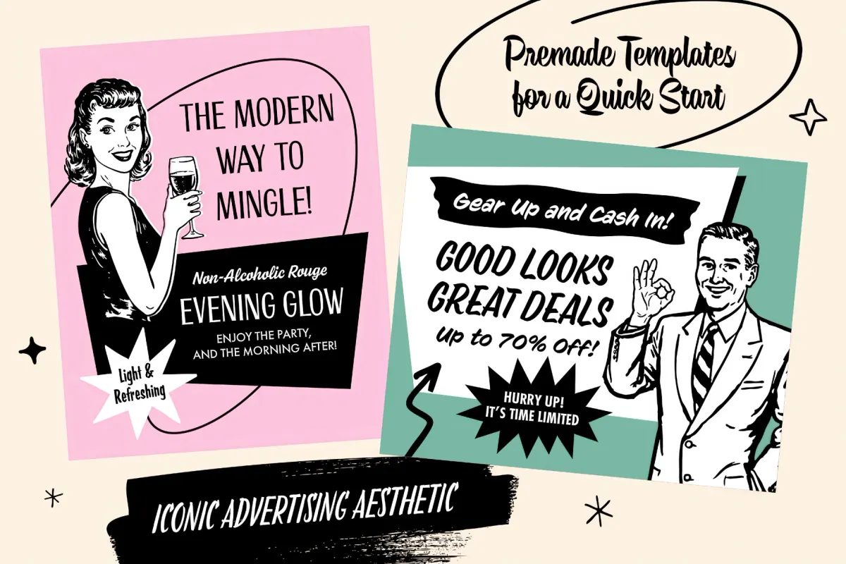 Retro Ad Graphics & Templates