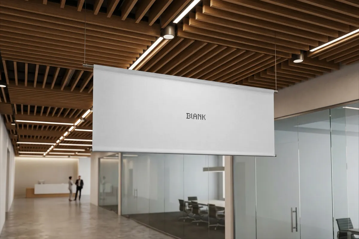 Corporate Lobby Hanging Banner Mockup