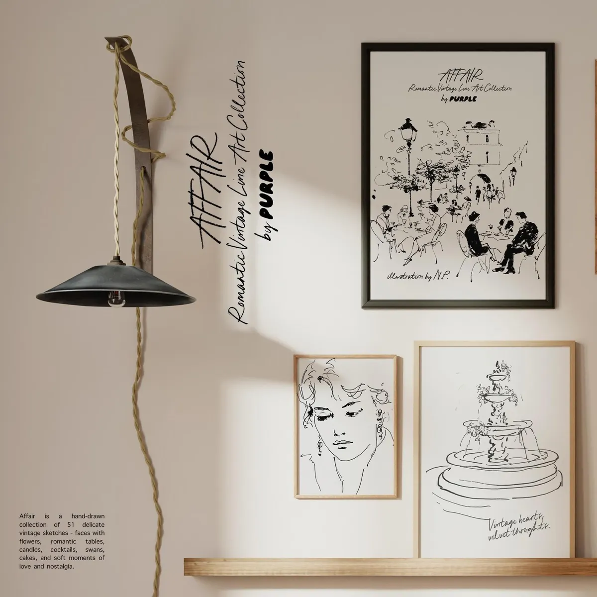 Affair: Romantic Vintage Line Art