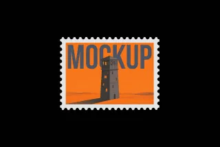 Postage Stamp Mockup with Perforated Edges