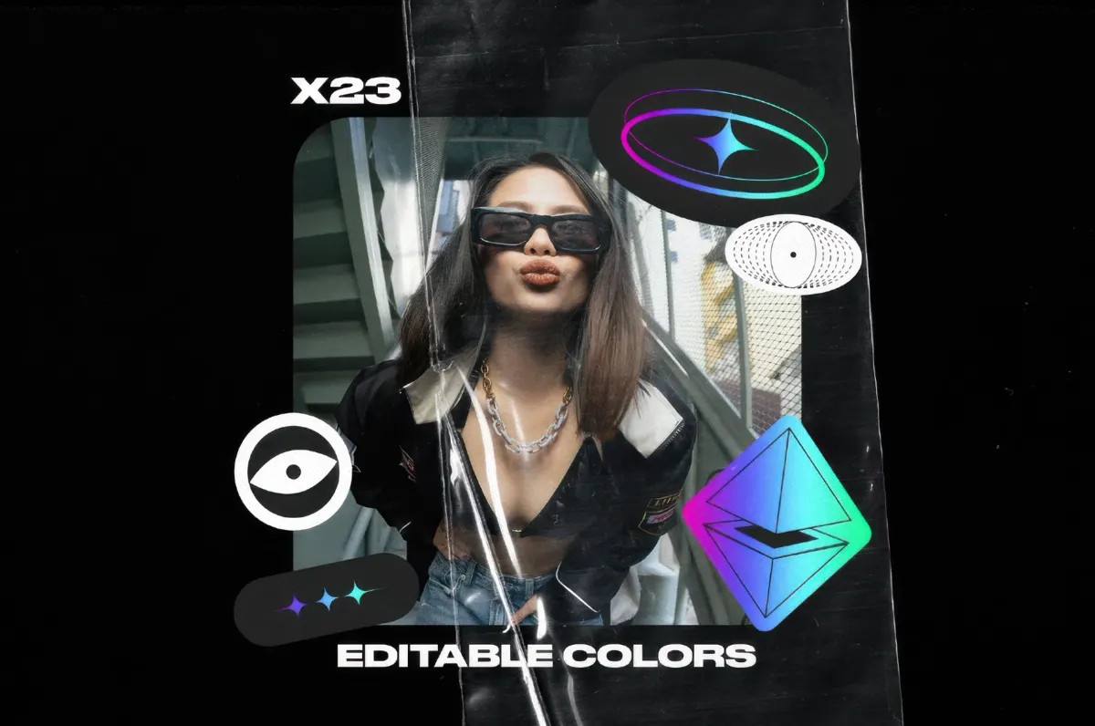 Futuristic Hologram Badge Stickers
