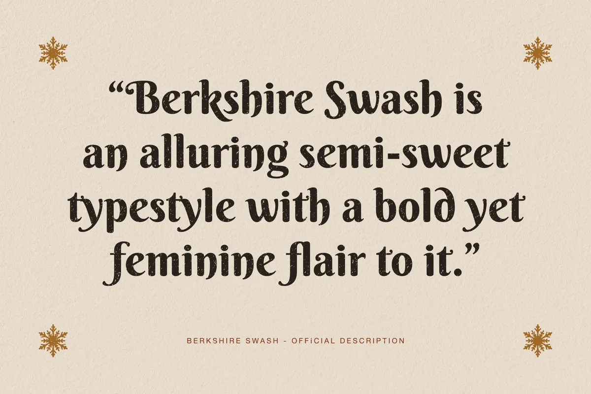 Berkshire Swash — Free Christmas Display Serif