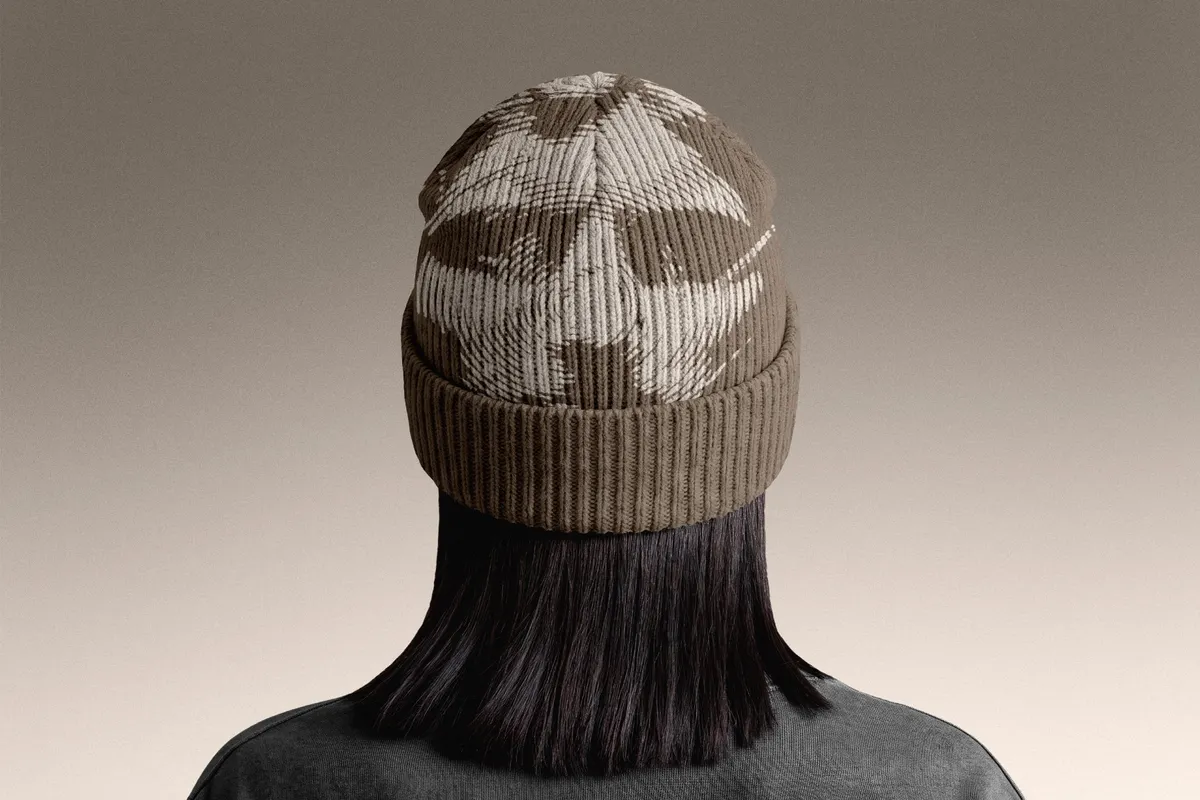 Ribbed Knit Beanie Mockup - Back View