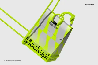 Suspended Rope Handle Shopping Bag Mockup