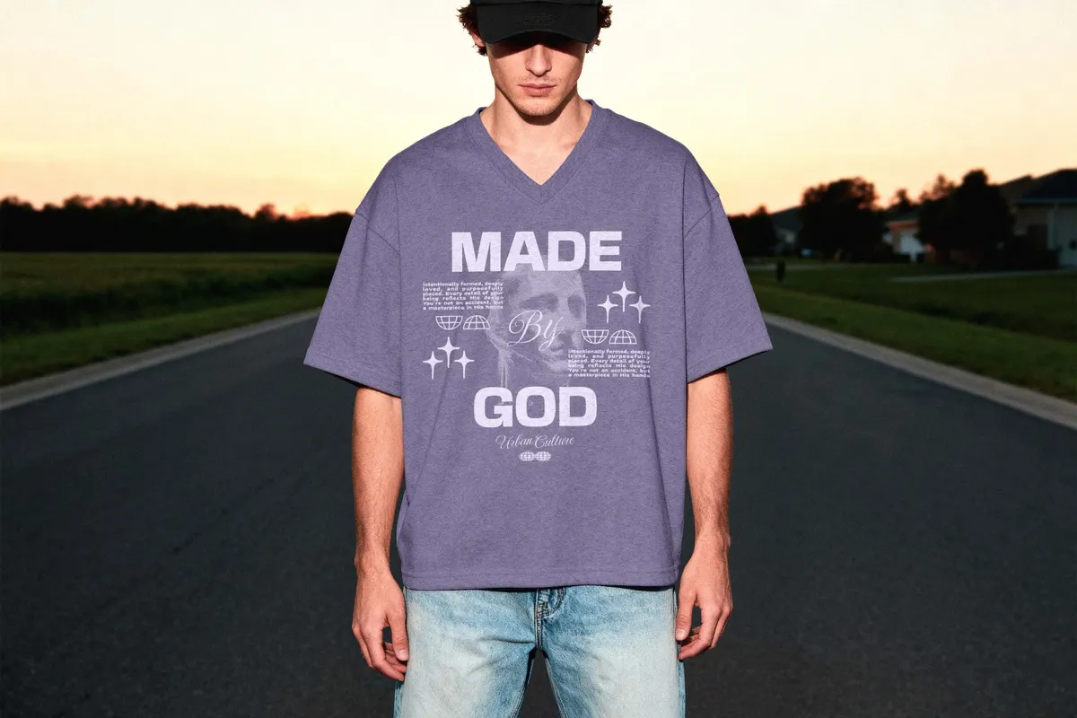 Oversize V-Neck T-shirt Mockup