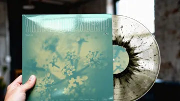 Vinyl Record Mockup with Partially Exposed Disc