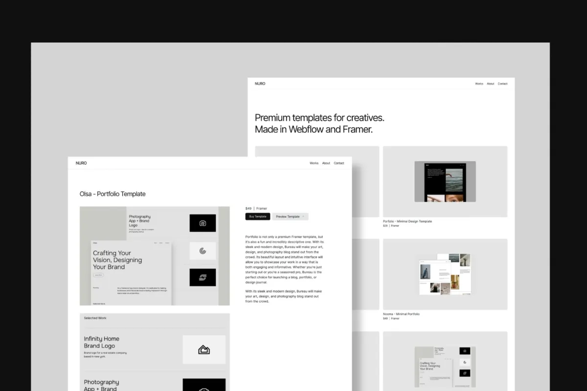 Nuro - Minimal Framer Portfolio Template