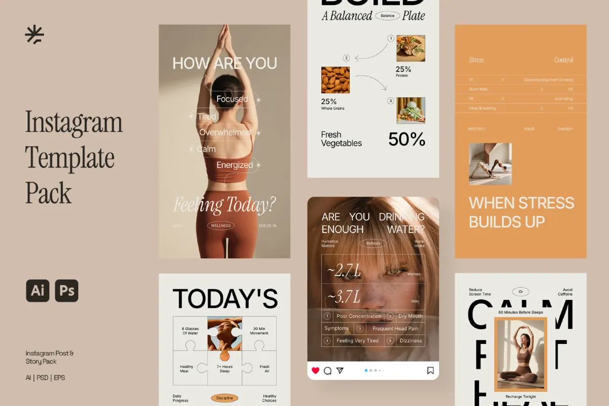 Wellness Instagram Pack - Adobe Template