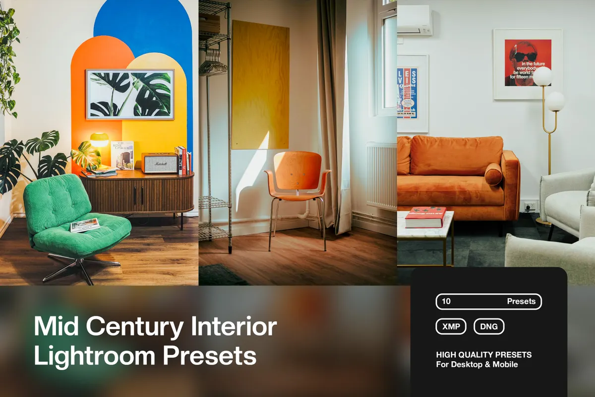 Mid Century Interior Lightroom Presets