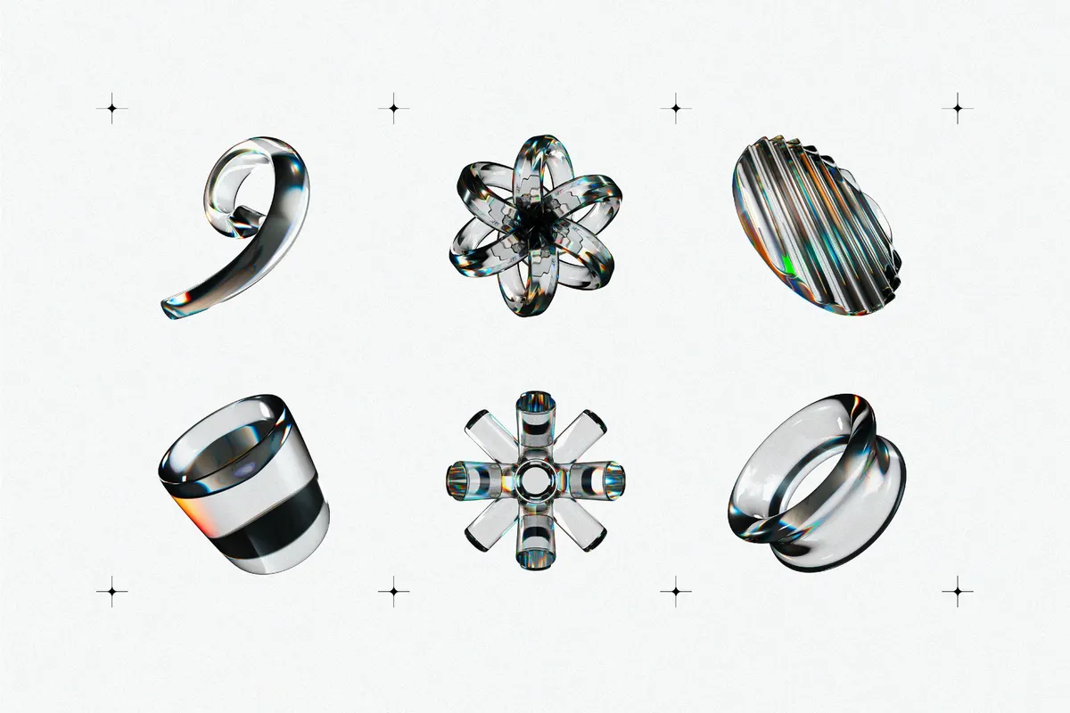 Liquid Glass 3D Shapes