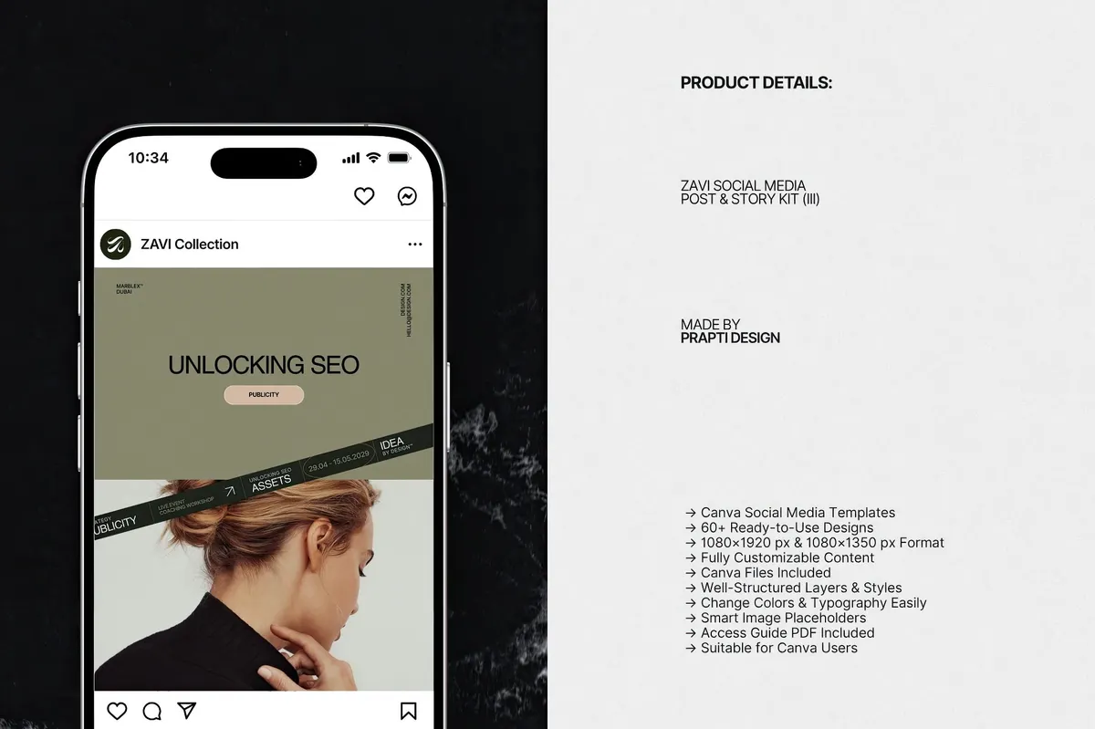 ZAVI Instagram Post & Story Canva Templates for Canva Vol.3