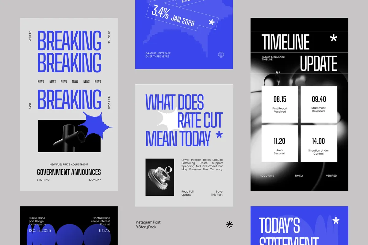 Minimalist News Media Instagram Pack for Affinity