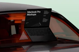 MacBook Pro Mockup — Luxury Car Scene