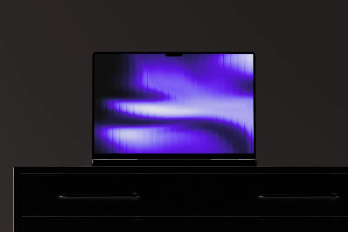 Macbook Mockup on Metal Cabinet