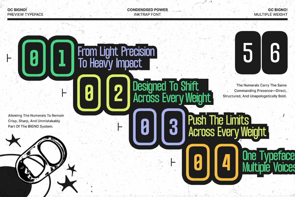 GC Bigno - Condensed Inktrap Grotesk Font