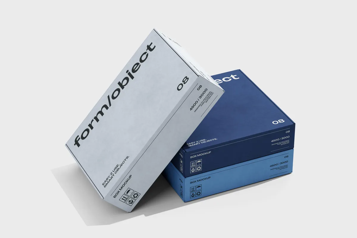 Three Flat Carton Boxes Mockup