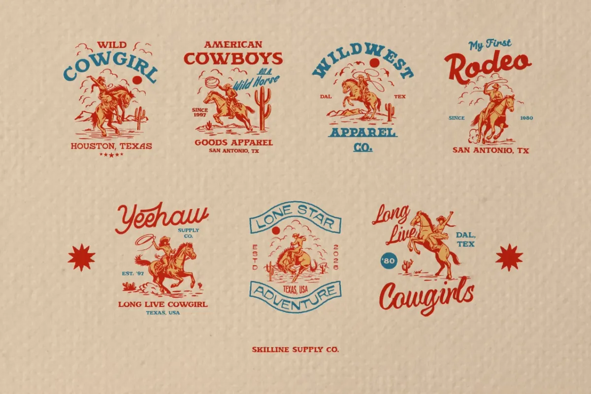 Wild Rodeo Illustrations & Badges