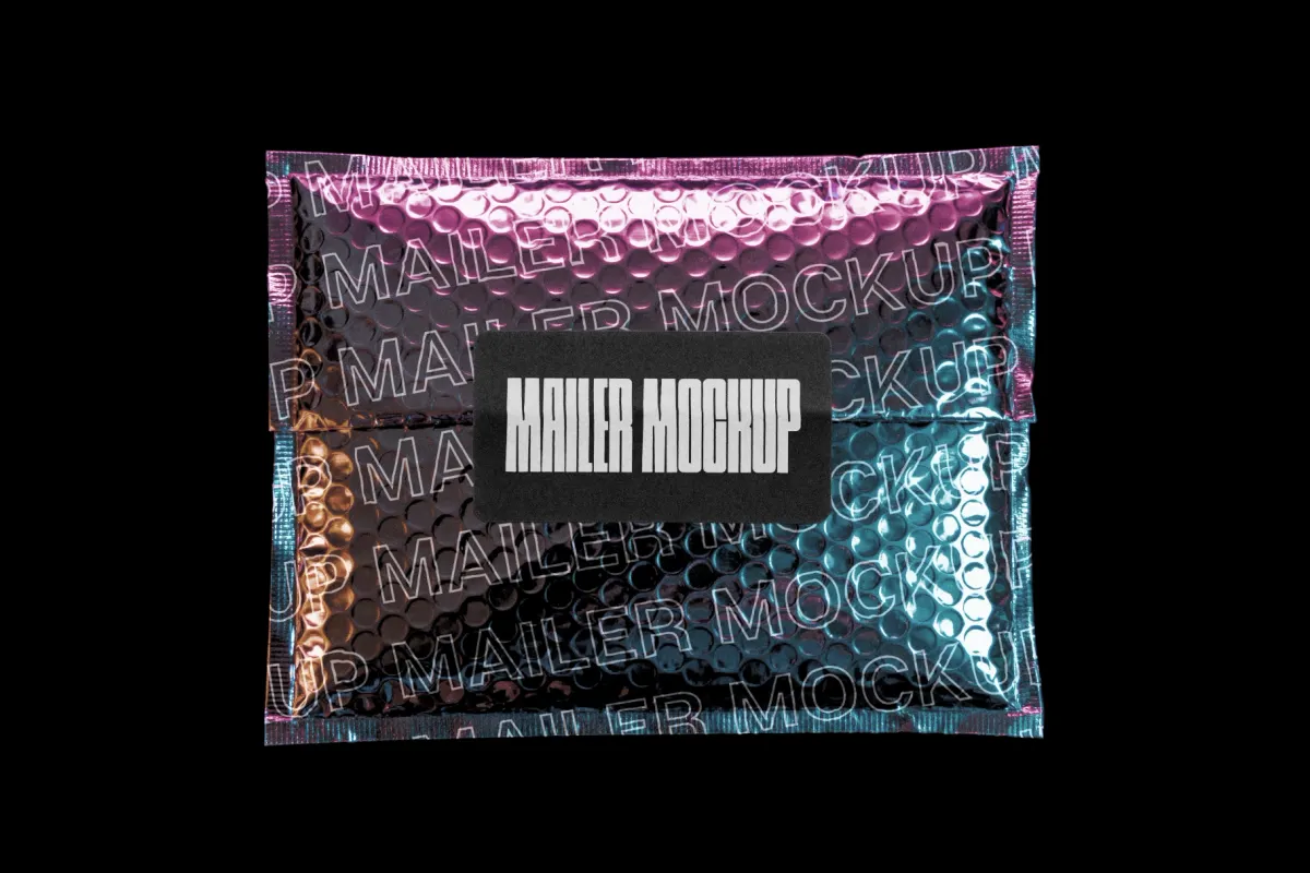 Holographic Bubble Mailer Mockup