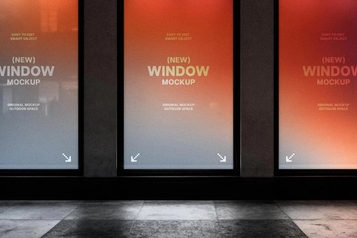 Glowing Storefront Windows Mockup