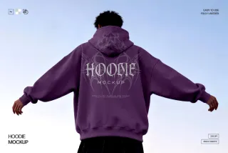 Back Hoodie Mockup with Open Arms