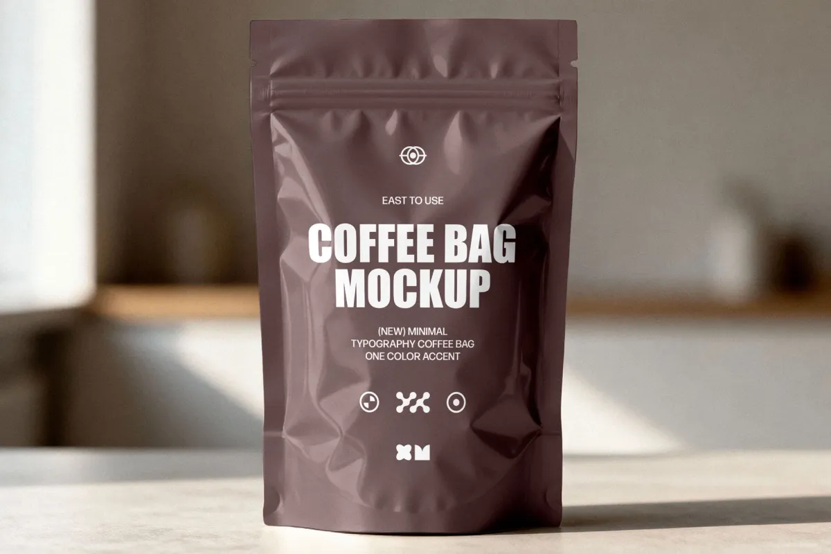 Coffee Bag Mockup on Countertop