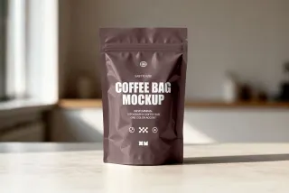 Coffee Bag Mockup on Countertop
