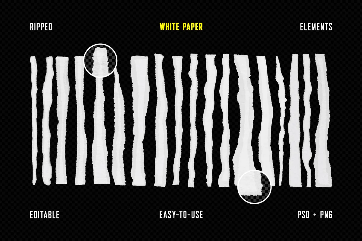 20 Ripped White Paper Elements