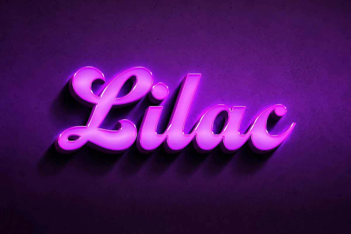 Lilac 3D Neon Wall Mockup