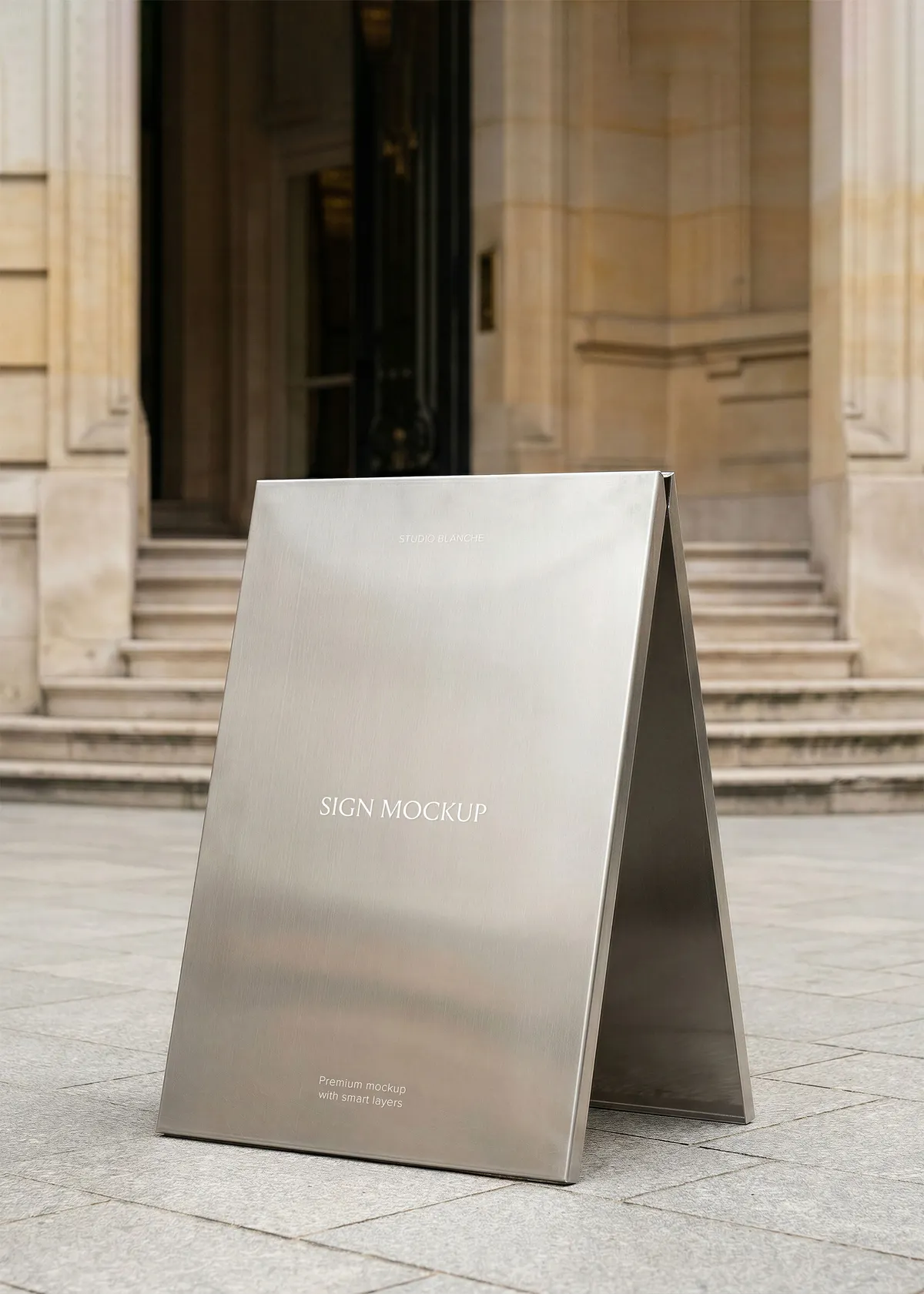 Brushed Steel A-Frame Sign Mockup