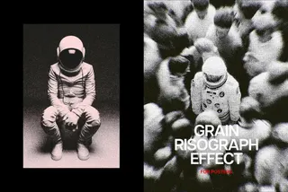 Vertical Grain Risograph Photo Effect