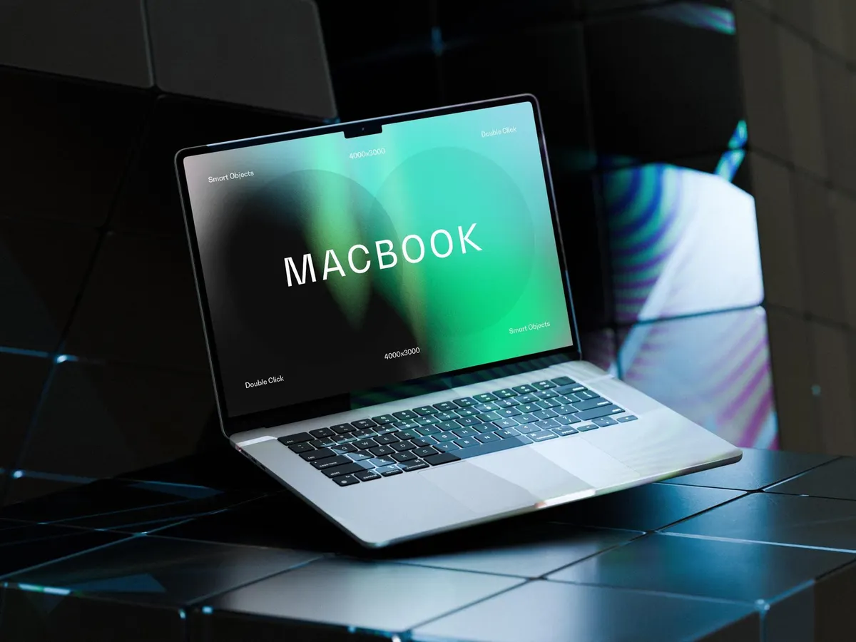 Neon Light MacBook Air Mockup
